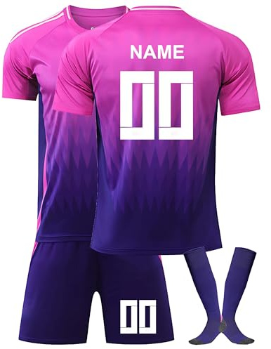 Personalisierte Fußballtrikot-Sets für Kinder und Erwachsene 2025/2026 – Name und Nummer – (Trikot + Hose + Stutzen) Fußballfans. Unisex DE 04