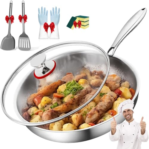 2026 Neue Tovara Titanium Pro Pfanne, 24/26/28/30/32cm Titan pfanne Unbeschichtet mit Deckel, Antihaftbeschichtete Bratpfannen, Multifunctional Pots&Pans Set für die Hausmannskost (Mit Deckel,24CM)