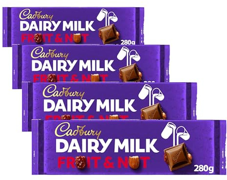 Cadbury Dairy Milk Fruit & Nut Chocolate Bar, Classic Creamy Taste, 280 g