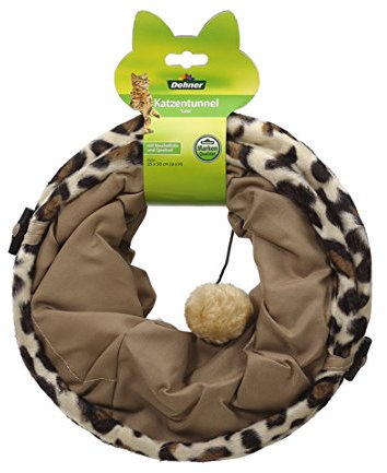 Dehner Katzentunnel Leo, Ø 25 cm, Länge 50 cm, Polyester/Metall, braun