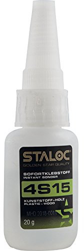 STALOC Sofortklebstoff 4S15 | Sekundenkleber | schnellhärtend | zur Verklebung unterschiedlicher Materialien (zB Holz-Kunststoff), klebt auch poröse Materielien | 20 g