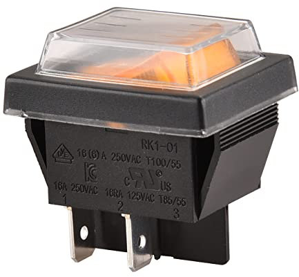 Heschen Interrupteur à bascule ON/OFF DPST 4 bornes Lumière jaune 16 A 250 VAC avec housse étanche