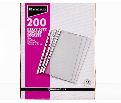 Ryman Premium Pockets Pack of 200 A4 80 Micron Clear