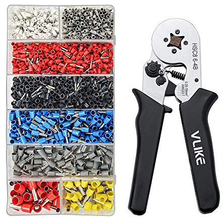 VLIKE Ferrule Crimper Zange Set Draht Crimpzange Kit mit 1200 Terminal Connector Sleeves Elektriker Bauunternehmer Unterstützung Hülsen Crimper Zange für Abisolierzange Verkabelung Projekte