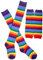 Regenbogen Fingerlose Handschuhe Unisex Rainbow gloves Streifen Arm-Wärmer Bein-Strumpf Bunte Oberschenkel Hohe Socken Hülsen-Set