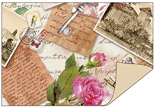Ideen mit Herz Dekorpapiere im Duo-Design | 1 Seite mit Dekor - 1 Seite unifarben | 10 x 15 cm | Faltpapier, Bastelpapier, Dekopapier | 110 g/qm | 50 Stück (Vintage/beige)