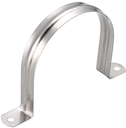 sourcing map M100 Rigid Pipe Strap, 2 Holes 304 Stainless Steel Tension Tube Clip Clamp 4pcs