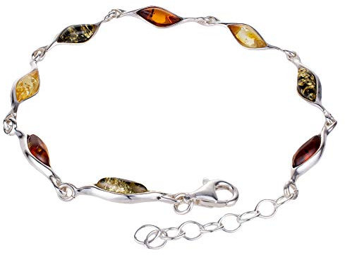 HolidayGiftShops Pulsera de ámbar báltico Multicolor de Plata esterlina Alexa