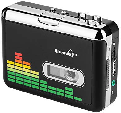 BlumWay USB Kassette zu MP3 Konverter, tragbarer Kassettenspieler Digital Kassettenkonverter Audio Musik Player Kassettekonverter mit Kopfhörern und Tragetasche (PC000249)