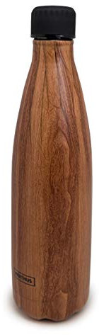 Nerthus FIH 596 596 Bouteille Isotherme Double paroi pour friandises et Chaudes Design Bois 500 ML sans BPA, Bouchon hermétique, Acier Inoxydable 18/14, 750 ML