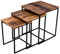 levandeo 3er Set Beistelltisch Mango Natur Eisen Schwarz Design Holz Couchtisch Industrial Deko Tisch