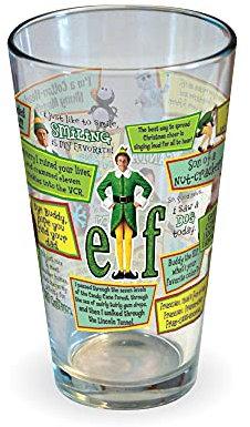 Elf The Movie Pint-Glas mit klassischen Filmzitaten,Buddy The Elf Biergläser,Neuheit 473 ml Urlaub Trinkglas,Lustiges Geschenk für Frauen und Männer 473 ml (16 oz) (16 oz) 8533)