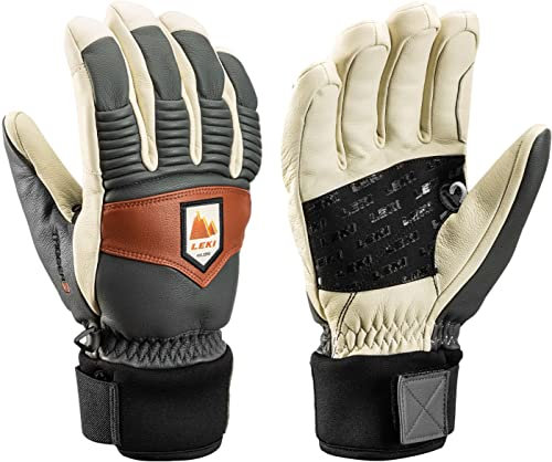 LEKI Patrol 3D Beige, Primaloft Fingerhandschuh, Größe 7 - Farbe Graphite - Off White - Maroon
