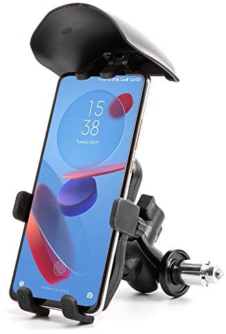 APEBAZY Soporte para teléfono con parasol para motocicleta con orificio de diámetro de 13 – 20 mm, soporte de navegación GPS para motocicleta S1000RR YZF R1 R6 R1M CBR VFR