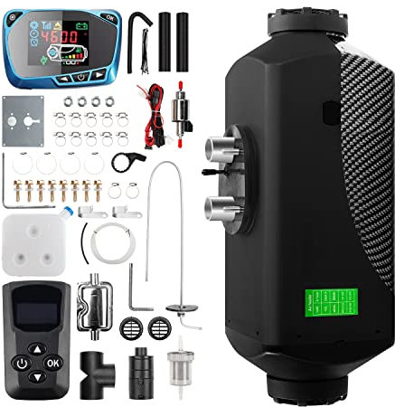 1inchome Riscaldatore Diesel, 12V Riscaldamento da Parcheggio Diesel con LCD,Telecomando e Silenziatore per Camper, Camion,Caravan,Macchine,Barche, Autobus, Tutto in Uno