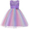 Ragazze Principessa Abito Paillettes Tulle Fiore Arcobaleno Colletto Rotondo Senza Maniche Abito Formale Festa di Compleanno Matrimonio Damigella d'Onore Ragazza Abiti da Sera per 3-9 Anni (Viola)