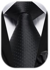 HISDERN Herren Krawatte Schwarz Klassische Tupfen Taschentuch Formelle Elegant Krawatten & Einstecktuch Set Beerdigung Geschäftliche