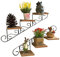 Teahutty Soporte para plantas de escalera de hierro para colgar en la pared, estante de almacenamiento para estantería, estante de exhibición de pequeños adornos en maceta para decoración de pared