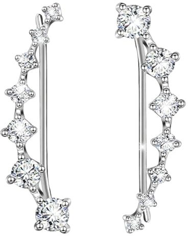 Damen Ohrringe 925er Sterling Silber hypoallergen Ohrstecker 7 Kristalle Ohrklemmen Ohrring Knorpel Hypoallergen Geburtstagsgeschenk Für Mädchen