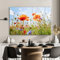 MuchoWow Glasbild Glasfoto Wandbild Bilder Deko 90x60 cm Blumen - Mohn - Frühling - Natur - Rot - Blau