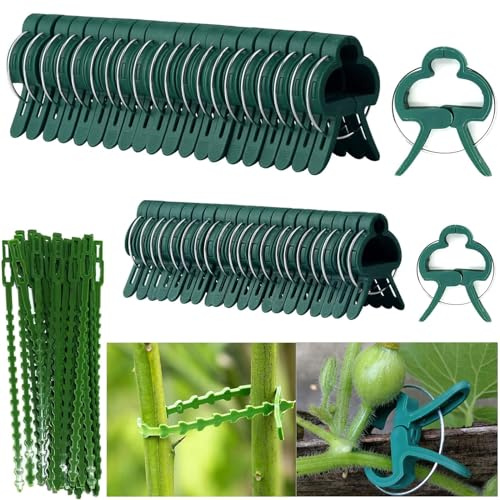 Booaee Pflanzenklammern, 90 Stück Pflanzenhalter Garten Pflanzenringe zur Unterstützung Befestigung, Pflanzenclips Gewächshaus Klammern Für Kletterpflanzen, Rankhilfe Pflanzen Zubehör Pflanzenstütze