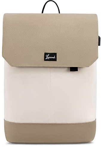 LOVEVOOK Schulrucksack Mädchen Teenager 15,6 Zoll Rucksack Schule Teenager mit USB Ladeanschluss & Laptopfach, Anti Diebstahl School Bag for Women, Khaki Beige