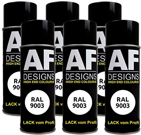 Alex Flittner Designs Spray de peinture RAL 9003 - Blanc mat - 6 bombes de 400 ml
