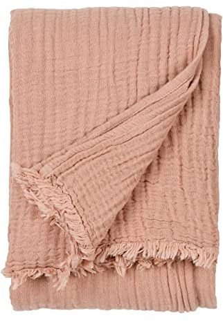 Yard Lark Cotton Muslin Throw (Clay, 130 x 180 cm) | Soft cotton muslin throw with a breathable crinkle texture