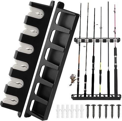 Weinsamkeit Rutenständer, Fishing Wand-Rutenhalter, Angelruten Angelrutenstände Angelrutenhalter, Angelrutenhalter für die Wandmontage zur Aufbewahrung von 6 Ruten (A)