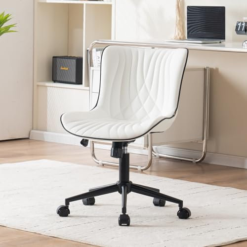 YOUTASTE Bürostuhl Ergonomischer im Fischschwanz-Design, Schreibtischstuhl Drehstuhl mit Rollen, Höhenverstellbarer und Wippfunktion, Computerstuhl für Homeoffice und Büro, Weiß