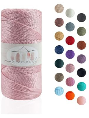 Makromecity Makramee Garn 2mm x 115m Premium Polyester Macrame Cord Polypropylene Yarn für Handwerk Wohndekorationen Platzteller Umhängetasche Handtasche Runner Schnullerkette 20 Farbe