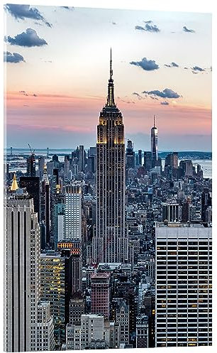 Empire State Building bei Sonnenuntergang, New York Acrylglasbild von Mike Centioli 90 x 130 cm Wandbilder Wanddeko