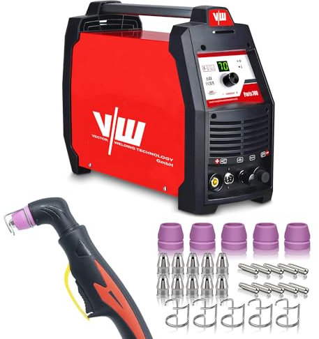 VECTOR WELDING - Plasmaschneider 70A - 36 Teilig - inkl. Plasmabrenner & Düsen Set - HF Pilotzündung - IGBT Technologie - Überhitzungsschutz - 24mm Stahl & 17mm Alu Schnittstärke - Paris 700