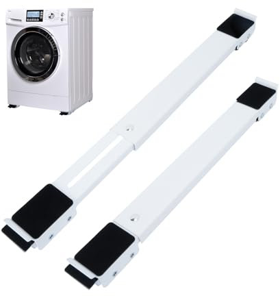 HULAGU Base para Lavadora, Soporte Móvil para Lavadora Soporte Lavadora con Freno Refrigerador Hasta 300KG, con 24 Ruedas, 44,5 a 77cm Ajustable