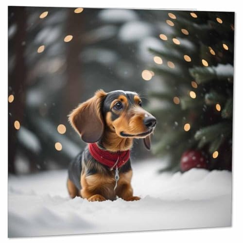 Purple Fox Weihnachtskarte mit Dackel-Motiv, 145 x 145 mm