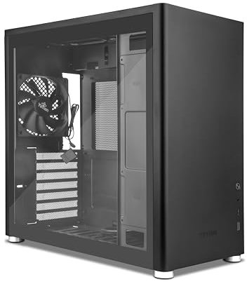 YEYIAN Caja PC Gamer Hussar Plus Torre Media Motherboard Compatible ATX, Micro ATX, Mini ITX | Panel Lateral de Cristal Templado Transparente | Incluye 1 Ventilador Trasero 120mm (Negro)