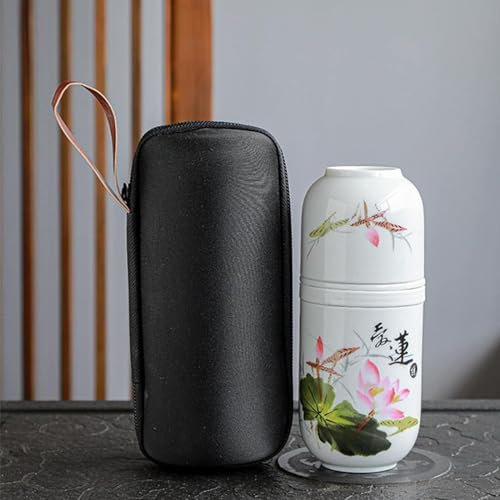 LeGDOr Ailian Said - Set di tazze da tè da viaggio, portatile, con borsa da viaggio, 1 teiera, 2 tazze da tè con infusore per tè, borsa portatile per picnic all'aperto