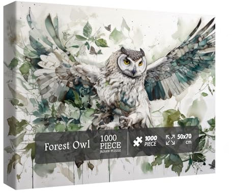 Puzzle Oiseau Hibou pour Adultes, Animal Art Puzzles 1000 Pièces, Puzzle Fantaisie Forêt Peinture Puzzle