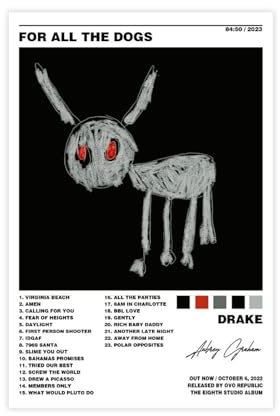 Yeepi Drake-Poster für alle Hunde, Albumcover, 3 Leinwand-Poster, Schlafzimmer-Dekor, Sportlandschaft, Büro, Raumdekoration, Geschenk, ungerahmt, 30 x 45 cm