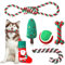 Xuniea 6 Stück Weihnachten Hunde Kauspielzeug Seil Hundespielzeug Haustier Training Spielzeug Knoten in Form Zuckerstange Knochen Baum Sortierte Stile für Kleine Mittlere Große Hunde Welpen (Süß)