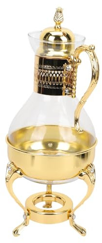 Homoyoyo Teiera in Vetro Europeo Riscaldabile Con Manico Ergonomico Bollitore Trasparente Da Tavola Per Famiglia e Ristoranti in Lega Di Zinco e Vetro Facile Da Pulire e Manutenere