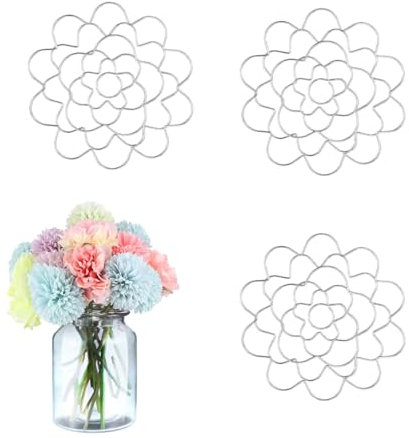 Ldirect 3 Stück Blumenfrosch Edelstahl Draht Blumenarrangement Werkzeug Blumendeckel Arranger Wiederverwendbare Blumengitterhalter (Silber, 4 Zoll)