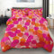 Pamnest Bettwäsche-Set für Doppelbett, Rosa, Orange, bunt, weiches Bettwäsche-Set für Kinder und Erwachsene, Obst-Retro-Blätter, Tröster-Set mit Kissenbezug, für Schlafzimmer, Bett-Dekoration