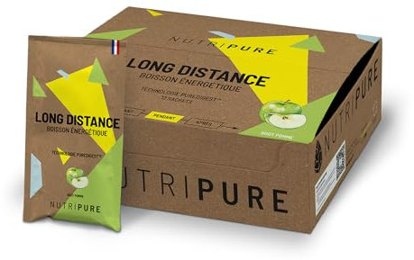 Nutripure | Boisson Énergétique Long Distance | Endurance, Récupération, Confort Digestif | Maltodextrine, Fructose, BCAA, Vitamines, Électrolytes | Goût Pomme | 40gr x 12