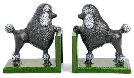 Sungmor Dekorative Buchstützen aus Gusseisen, Hunde-Skulptur, Tier-Buchstütze für Regale, Vintage-Heimbüro-Dekor, lustige Buchstütze zum Halten von Büchern, Set mit 2 antiken braunen Hundestatuen