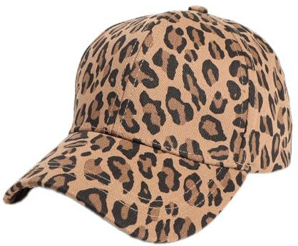 Whakano Baseballkappe für Herren und Damen Kappe,Sommer Basecap,Baseball Cap Verstellbar,Baseball Mütze,Outdoor Sonnenschutz,Sport Cap,Sonnenmütze für Sport,Kappen Hüte UV-Schutz,Leopard Kaffee