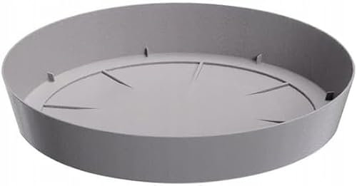 B2C Round Plastic Water Plant Pot Saucer Trays Grey White Anthracite Weather-Resistant 8 sizes 10-38cm (Grey, 10.5cm ⌀)