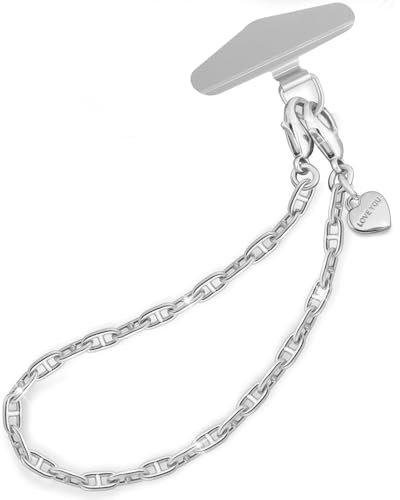 ROCONTRIP Phone Wrist Strap, Metal Mobile Phone Lanyard for Women Girls, Metal Chain with Tether Tab Wrist Strap for iPhone