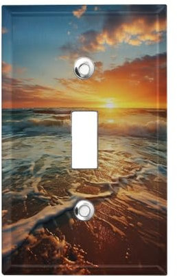 Sunrise Lichtschalter-Abdeckplatte, unzerbrechlich, 1-Gang-Kippschalter-Abdeckung, Wandplatten, dekorativ für Küche, Schlafzimmer, Wohnzimmer, 11,4 x 7,1 cm