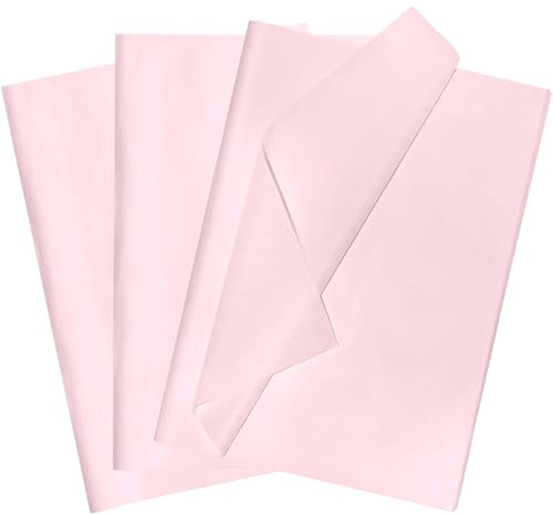 POPOYU 60 Feuilles Papier de Soie Emballage,35x50cm Papier de Soie Rose pour Découpage,Papier Soie Papier Emballage Cadeau Papier Cadeau,Feuilles de Papier de Soie pour Noël,Vacances,Anniversaires
